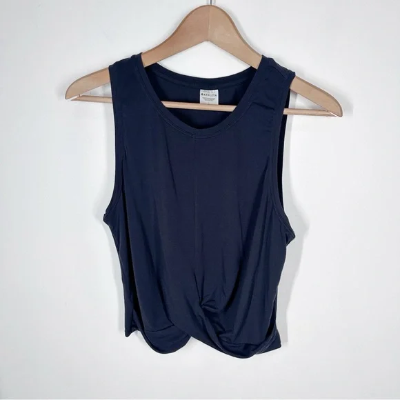 Athleta Black With Ease Twist Front Tank Top Size Large Gym Workout - Picture 2 of 7